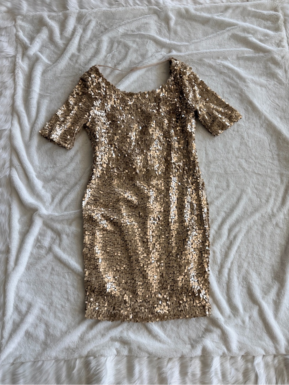 Ark & Co Gold Sequin Scoop Neck Mini Dress